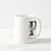 Floraal monogram – Letter P Koffiemok (Voorkant rechts)