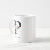 Floraal monogram – Letter P Koffiemok (Voorkant links)