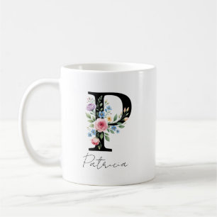 Floraal monogram – Letter P Koffiemok