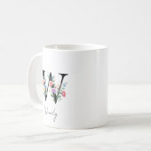 Floraal Monogram – Letter W Koffiemok (Voorkant links)