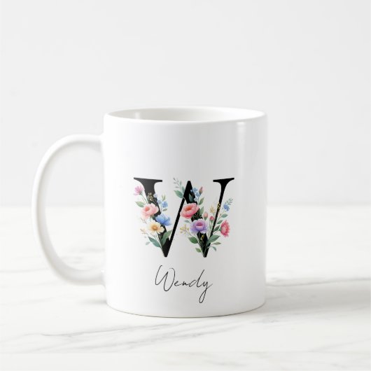 Floraal Monogram – Letter W Koffiemok (Links)