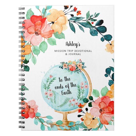 Floraal monogram | Mission Trip Devotional Journal Notitieboek (Voorkant)