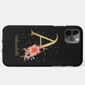 Floraal Monogram Persoonlijke Naam Initiaal A Lett Case-Mate iPhone Case (Achterkant (horizontaal))