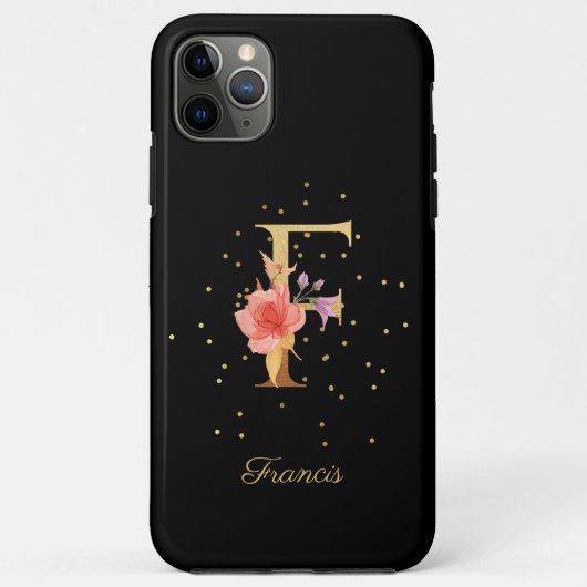 Floraal Monogram Persoonlijke Naam Initiaal F Lett Case-Mate iPhone Case (Achterkant)