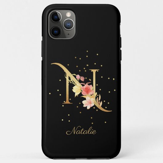 Floraal Monogram Persoonlijke Naam Initiaal N Lett Case-Mate iPhone Case (Achterkant)