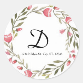 Floraal Monogram Ronde Sticker