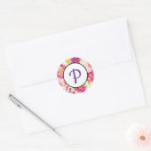Floraal Monogram Ronde Sticker (Envelop)