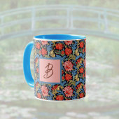 Floraal monogram roze blauw William Morris stijl Mok
