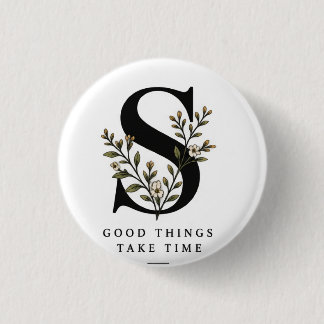 Floraal Monogram S Onderzetter - Goede Dingen Kost Ronde Button 3,2 Cm