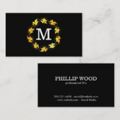 Floraal monogram / Variatie | Lux (goud) Visitekaartje (Voorkant / Achterkant)