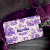  floraal paarse toile de jouy monogram bagagelabel