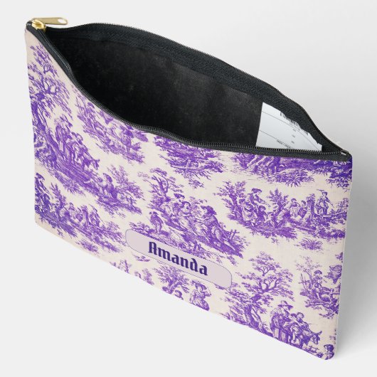  floraal paarse toile de jouy monogram etui (Open)