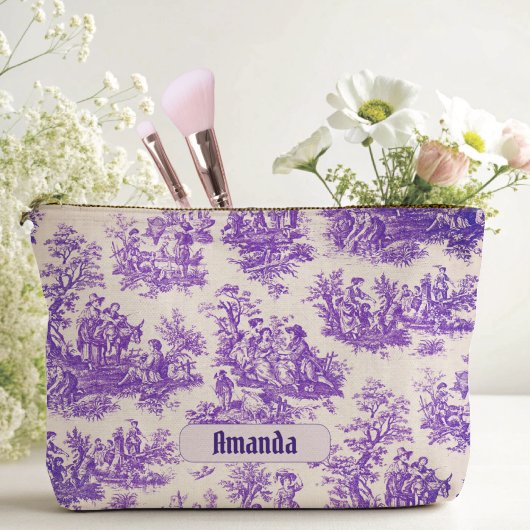 floraal paarse toile de jouy monogram etui