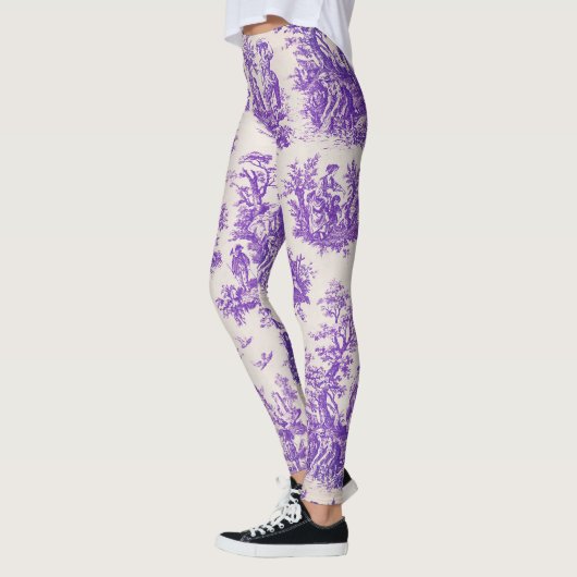 floraal paarse toile de jouy monogram leggings (Links)