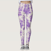 floraal paarse toile de jouy monogram leggings (Voorkant)