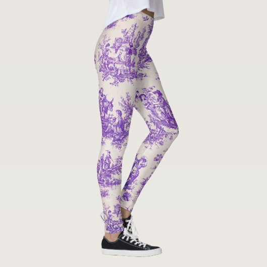  floraal paarse toile de jouy monogram leggings (Rechts)