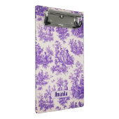  floraal paarse toile de jouy monogram mini klembord (Schuin)