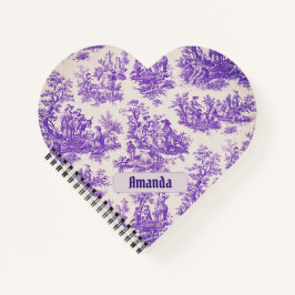  floraal paarse toile de jouy monogram notitieboek