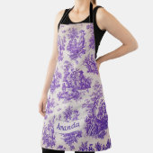 floraal paarse toile de jouy monogram schort (Insitu)