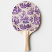  floraal paarse toile de jouy monogram tafeltennisbatje (Voorkant)