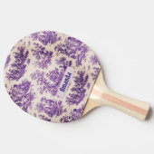  floraal paarse toile de jouy monogram tafeltennisbatje (Zijkant)