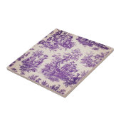  floraal paarse toile de jouy monogram tegeltje (Zijkant)