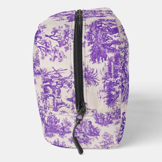  floraal paarse toile de jouy monogram toilettasje (Rechts)