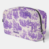 floraal paarse toile de jouy monogram toilettasje (Rechterhoek)
