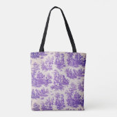 floraal paarse toile de jouy monogram tote bag (Achterkant)