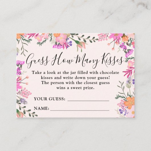 Floraal Raad hoeveel kusjes Bruidsjuryspel Informatiekaartje (Voorkant)