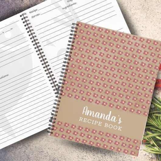Floraal recept voor roestvrij beige bloemenpatroon notitieboek