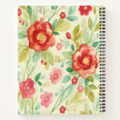  floraal rood groen waterverf monogram notitieboek (Achterkant)