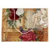  floraal roos glitter fazant letter script groot cadeauzakje (Voorkant)