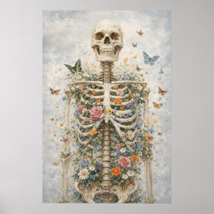 Floraal Skelet Poster, Vlinder Anatomie Muur Poster