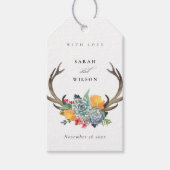 FLORAAL SUCCULENT ANTLER BOHEMIAN ALLURE MONOGRAM CADEAULABEL (Voorkant)