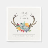 FLORAAL SUCCULENT ANTLER BOHEMIAN ALLURE MONOGRAM SERVETTEN (Voorkant)