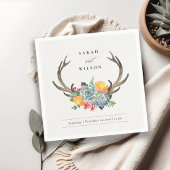 FLORAAL SUCCULENT ANTLER BOHEMIAN ALLURE MONOGRAM SERVETTEN