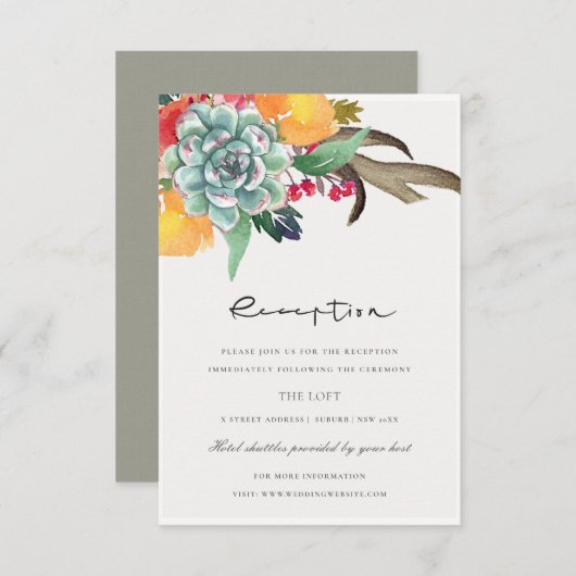 FLORAAL SUCCULENT ANTLER BOHEMIAN ALLURE RECEPT KAART (Voorkant / Achterkant)