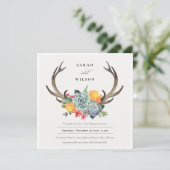 FLORAAL SUCCULENT ANTLER BOHEMIAN ALLURE WEDING KAART (Staand voorkant)