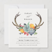 FLORAAL SUCCULENT ANTLER BOHEMIAN ALLURE WEDING KAART (Voorkant)