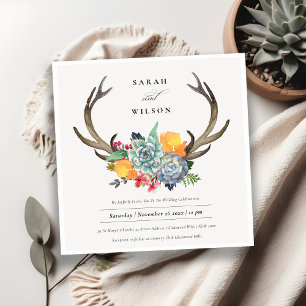 FLORAAL SUCCULENT ANTLER BOHEMIAN ALLURE WEDING KAART