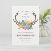 FLORAAL SUCCULENT ANTLER BOHEMIAN ALLURE WEDING KAART (Staand voorkant)