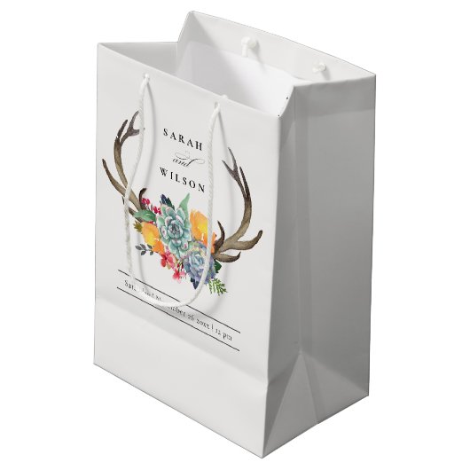 FLORAAL SUCCULENT ANTLER BOHEMIAN ALLURE WEDING MEDIUM CADEAUZAKJE (Achterkant Gekanteld)