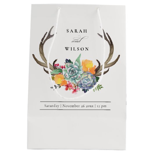 FLORAAL SUCCULENT ANTLER BOHEMIAN ALLURE WEDING MEDIUM CADEAUZAKJE (Achterkant)