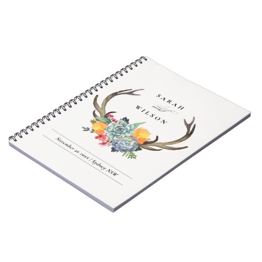 FLORAAL SUCCULENT ANTLER BOHEMIAN ALLURE WEDING NOTITIEBOEK (Linkerzijde)