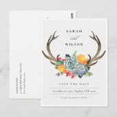 FLORAAL SUCCULENT ANTLER BOHEMIAN BEWAREN DE DATUM BRIEFKAART (Voorkant / Achterkant)