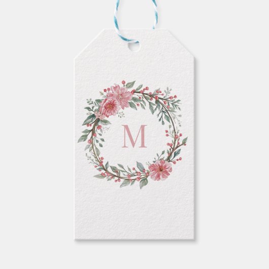 Floraal Waterverf Monogram – Initialen personalise Cadeaulabel (Voorkant)