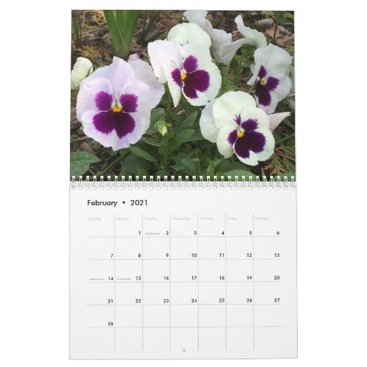 floraalschaduwen van paarse bloemen kalender (Feb 2021)