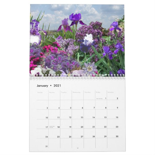 floraalschaduwen van paarse bloemen kalender (Jan 2021)
