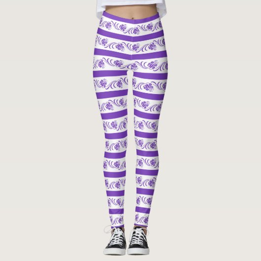 Floraalstrepen Leggings (Voorkant)